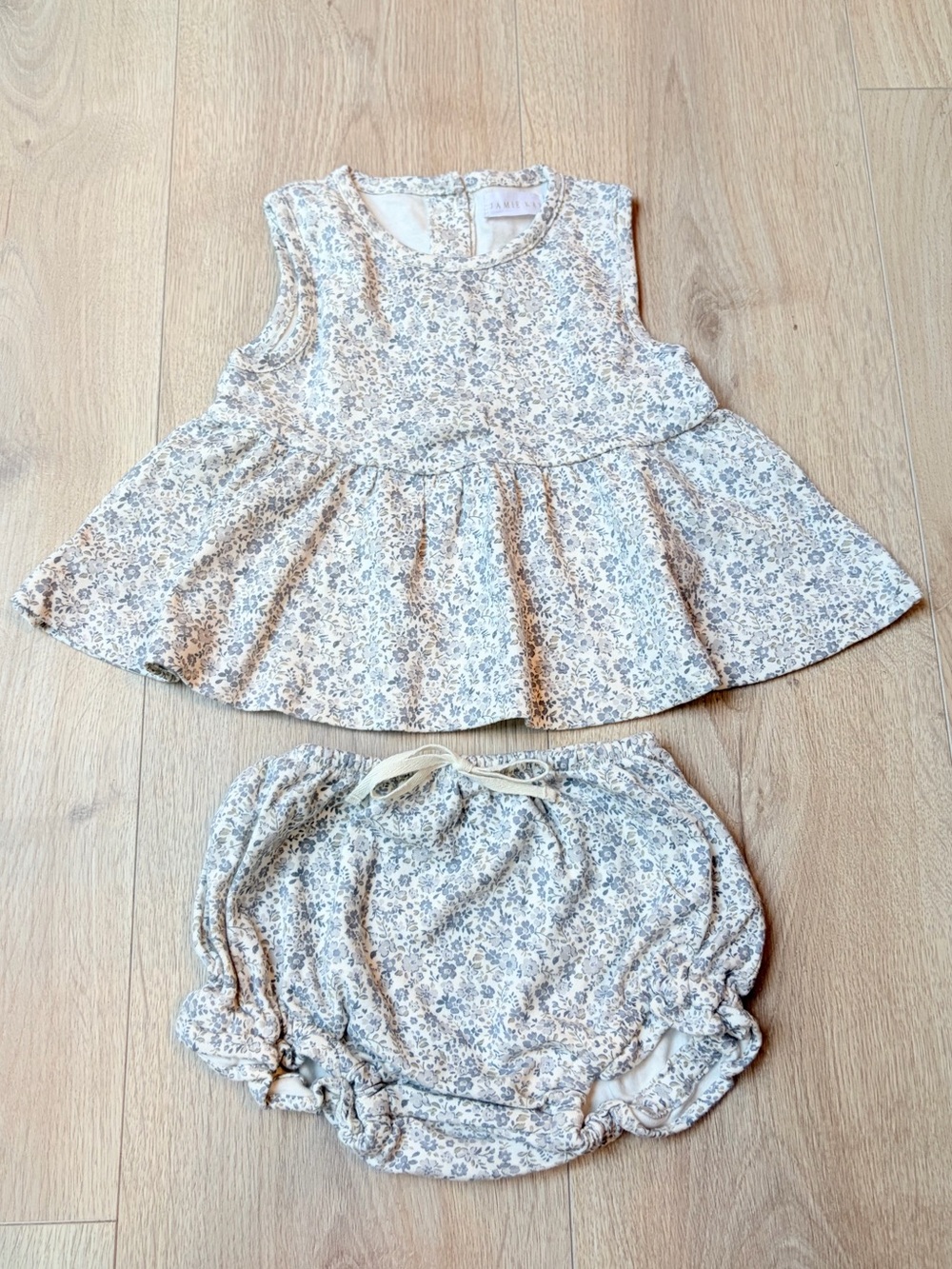 Jamie Kay Girls Floral Dress and Bloomer Set - Cream/Blue